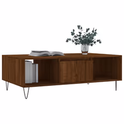 vidaXL Coffee Table Side Table Telephone Table Concrete Grey Engineered Wood - brown oak