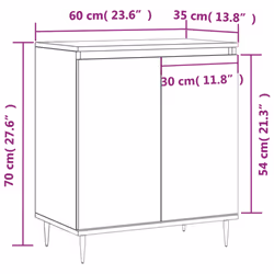 vidaXL Sideboard Kitchen Storage Cabinet Side Cabinet Cupboard Engineered Wood - grey sonoma