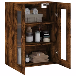 vidaXL Wall Mounted Cabinet Bathroom Cabinet Storage Hanging Wall Cabinet - smoked oak - Additional view 4