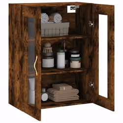 vidaXL Wall Mounted Cabinet Bathroom Wall Storage Cabinet Engineered Wood - smoked oak - Additional view 4