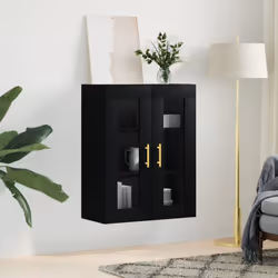 vidaXL Wall Mounted Cabinet Cupboard Side Cabinet Sonoma Oak Engineered Wood - black