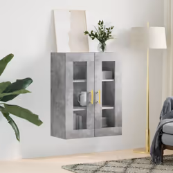 vidaXL Wall Mounted Cabinet Cupboard Side Cabinet Sonoma Oak Engineered Wood - concrete grey