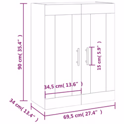 vidaXL Wall Mounted Cabinet Cupboard Side Cabinet Sonoma Oak Engineered Wood - grey sonoma - Additional view 3