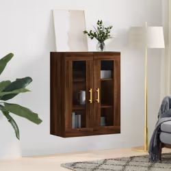 vidaXL Wall Mounted Cabinet Cupboard Side Cabinet Sonoma Oak Engineered Wood - brown oak