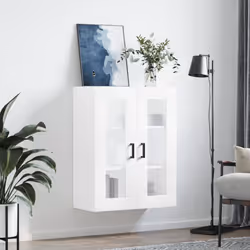 vidaXL Wall Mounted Cabinet Storage Cabinet Side Cabinet White Engineered Wood - white
