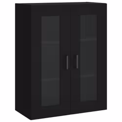 vidaXL Wall Mounted Cabinet Storage Cabinet Side Cabinet White Engineered Wood - black