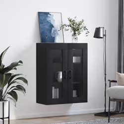 vidaXL Wall Mounted Cabinet Storage Cabinet Side Cabinet White Engineered Wood - black