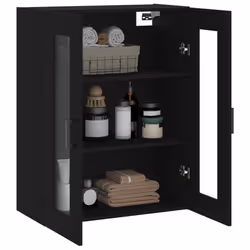 vidaXL Wall Mounted Cabinet Storage Cabinet Side Cabinet White Engineered Wood - black - Additional view 4