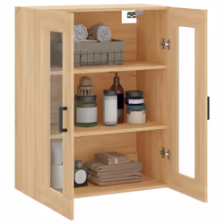 vidaXL Wall Mounted Cabinet Storage Cabinet Side Cabinet White Engineered Wood - sonoma oak - Additional view 4