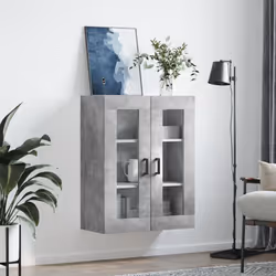 vidaXL Wall Mounted Cabinet Storage Cabinet Side Cabinet White Engineered Wood - concrete grey
