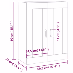 vidaXL Wall Mounted Cabinet Storage Cabinet Side Cabinet White Engineered Wood - grey sonoma