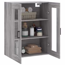 vidaXL Wall Mounted Cabinet Storage Cabinet Side Cabinet White Engineered Wood - grey sonoma - Additional view 4
