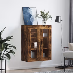 vidaXL Wall Mounted Cabinet Wall Storage Cabinet Grey Sonoma Engineered Wood - smoked oak