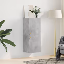 vidaXL Wall Mounted Cabinet Storage Cabinet Side Cabinet Black Engineered Wood - concrete grey