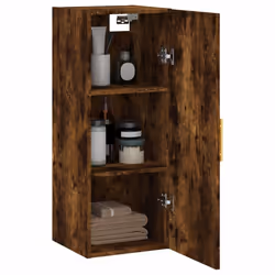 vidaXL Wall Mounted Cabinet Storage Cabinet Side Cabinet Black Engineered Wood - smoked oak - Additional view 4