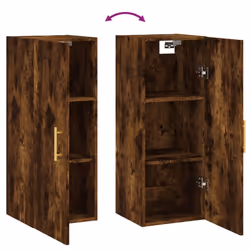 vidaXL Wall Mounted Cabinet Storage Cabinet Side Cabinet Black Engineered Wood - smoked oak - Additional view 9