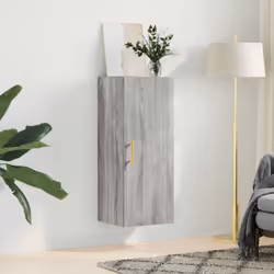 vidaXL Wall Mounted Cabinet Storage Cabinet Side Cabinet Black Engineered Wood - grey sonoma