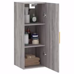 vidaXL Wall Mounted Cabinet Storage Cabinet Side Cabinet Black Engineered Wood - grey sonoma - Additional view 4