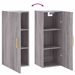 vidaXL Wall Mounted Cabinet Storage Cabinet Side Cabinet Black Engineered Wood - grey sonoma - Additional view 9