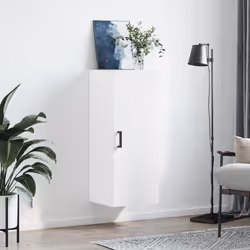 vidaXL Wall Mounted Cabinet Storage Cabinet Side Cabinet Black Engineered Wood - white