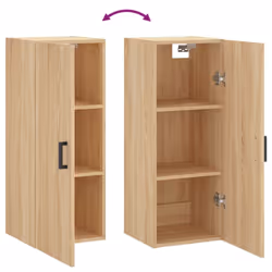 vidaXL Wall Mounted Cabinet Storage Cabinet Side Cabinet Black Engineered Wood - sonoma oak - Additional view 9