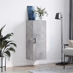 vidaXL Wall Mounted Cabinet Storage Cabinet Side Cabinet Black Engineered Wood - concrete grey
