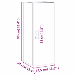 vidaXL Wall Mounted Cabinet Storage Cabinet Side Cabinet Black Engineered Wood - concrete grey