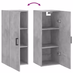 vidaXL Wall Mounted Cabinet Storage Cabinet Side Cabinet Black Engineered Wood - concrete grey - Additional view 9