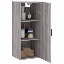 vidaXL Wall Mounted Cabinet Storage Cabinet Side Cabinet Black Engineered Wood - grey sonoma - Additional view 4