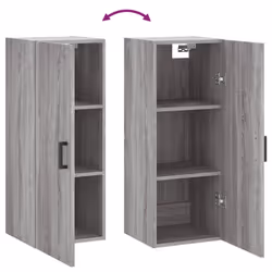 vidaXL Wall Mounted Cabinet Storage Cabinet Side Cabinet Black Engineered Wood - grey sonoma - Additional view 9