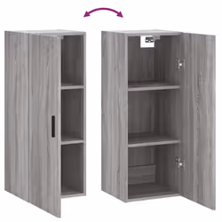 vidaXL Wall Mounted Cabinet Storage Cabinet Side Cabinet White Engineered Wood - grey sonoma - Additional view 9