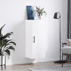 vidaXL Wall Mounted Cabinet Wall Storage Cabinet Grey Sonoma Engineered Wood - high gloss white
