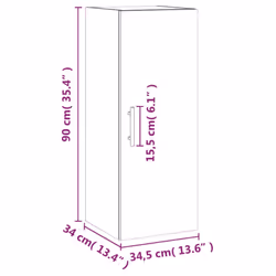 vidaXL Wall Mounted Cabinet Wall Storage Cabinet Grey Sonoma Engineered Wood - high gloss white