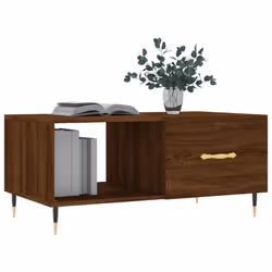 vidaXL Coffee Table Side Table Sofa End Table Concrete Grey Engineered Wood - brown oak