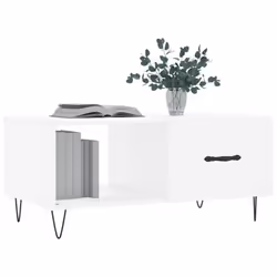 vidaXL Coffee Table Side Table Sofa End Table High Gloss White Engineered Wood - white