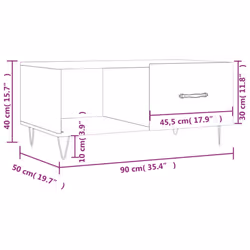 vidaXL Coffee Table Side Table Sofa End Table High Gloss White Engineered Wood - white