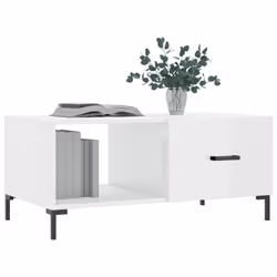 vidaXL Coffee Table Side Table Sofa End Table High Gloss White Engineered Wood - high gloss white