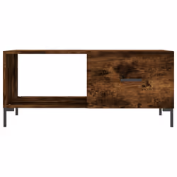 vidaXL Coffee Table Side Table Sofa End Table High Gloss White Engineered Wood - smoked oak - Additional view 4