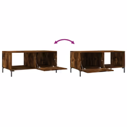 vidaXL Coffee Table Side Table Sofa End Table High Gloss White Engineered Wood - smoked oak - Additional view 8