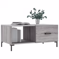 vidaXL Coffee Table Side Table Sofa End Table High Gloss White Engineered Wood - grey sonoma