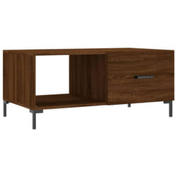 vidaXL Coffee Table Side Table Sofa End Table High Gloss White Engineered Wood - brown oak