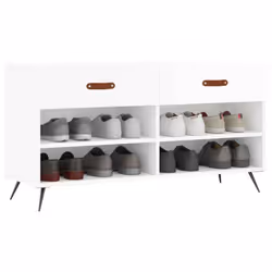 vidaXL Shoe Bench Shoe Shelf Hallway Shoe Storage Cabinet Engineered Wood - high gloss white