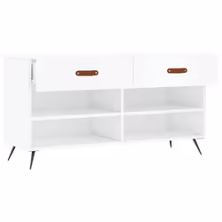 vidaXL Shoe Bench Shoe Shelf Hallway Shoe Storage Cabinet Engineered Wood - high gloss white - Additional view 4