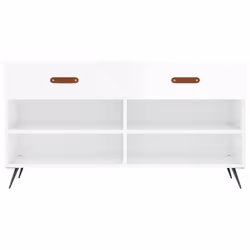 vidaXL Shoe Bench Shoe Shelf Hallway Shoe Storage Cabinet Engineered Wood - high gloss white - Additional view 5