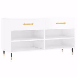 vidaXL Shoe Bench Shoe Shelf Hallway Shoe Storage Cabinet Engineered Wood - high gloss white