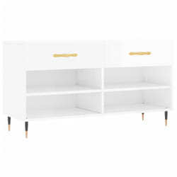 vidaXL Shoe Bench Shoe Shelf Hallway Shoe Storage Cabinet Engineered Wood - high gloss white