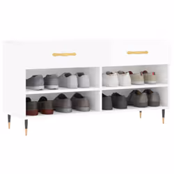 vidaXL Shoe Bench Shoe Shelf Hallway Shoe Storage Cabinet Engineered Wood - high gloss white
