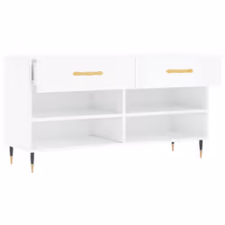vidaXL Shoe Bench Shoe Shelf Hallway Shoe Storage Cabinet Engineered Wood - high gloss white - Additional view 4