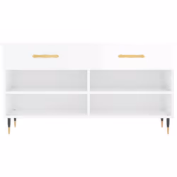 vidaXL Shoe Bench Shoe Shelf Hallway Shoe Storage Cabinet Engineered Wood - high gloss white - Additional view 5