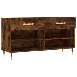vidaXL Shoe Bench Shoe Storage Cabinet Shoe Rack Brown Oak Engineered Wood - smoked oak